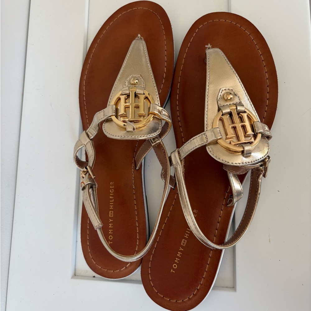 Tommy Hilfiger Metallic Gold Sandals- brand new condition